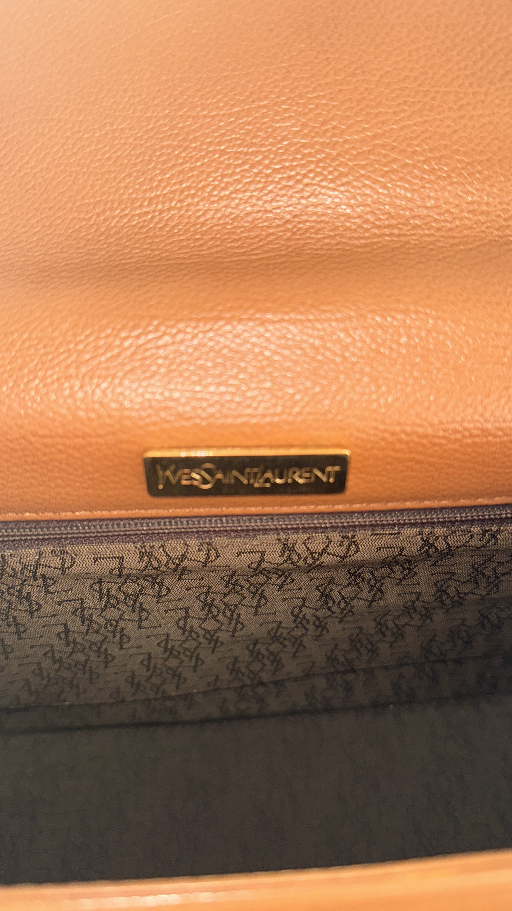 YVES SAINT LAURENT BROWN LEATHER VINTAGE HAND BAG
