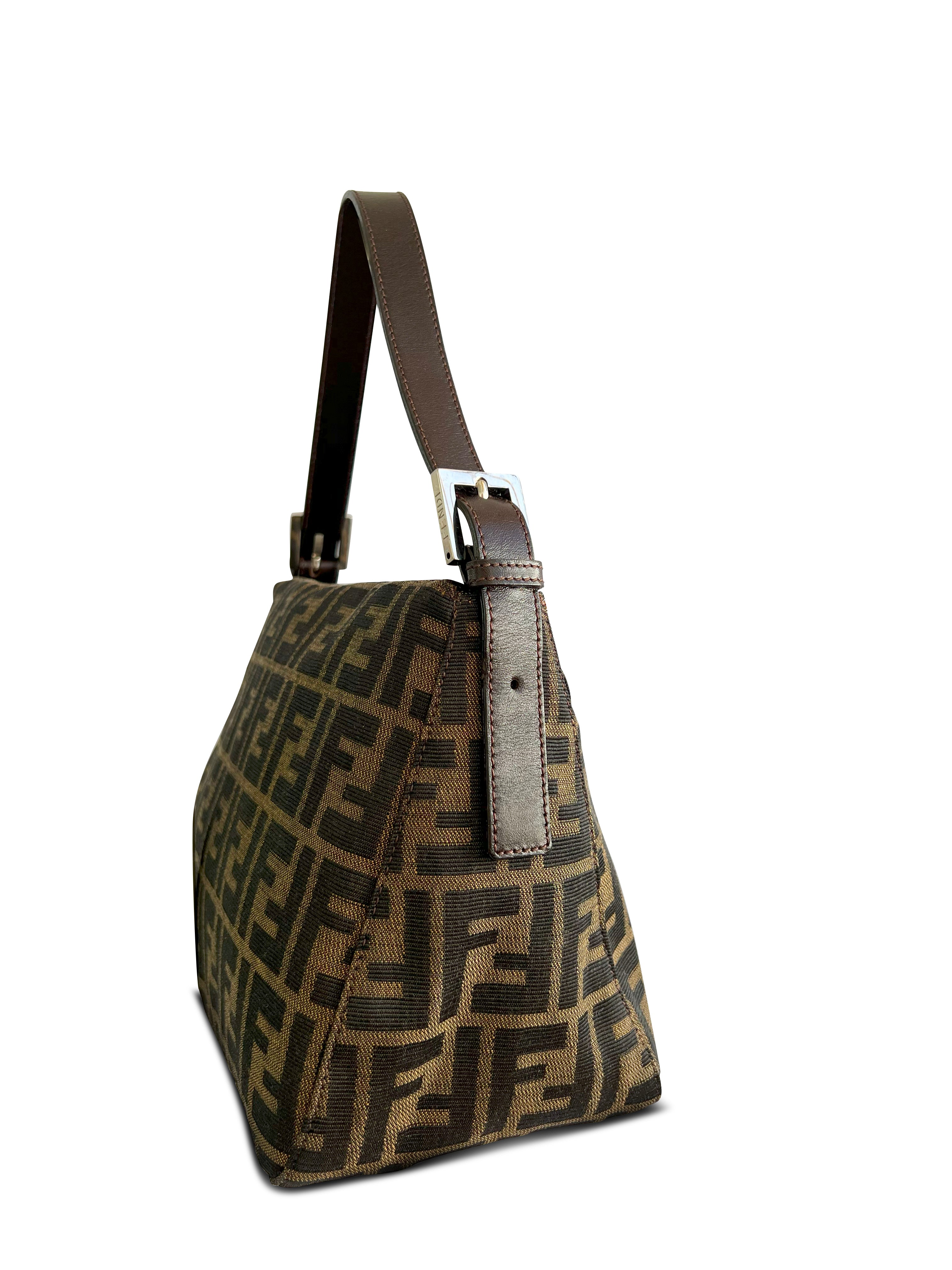 FENDI DOUBLE FLAP  MAMMA BAGUETTE ZUCCA BAG