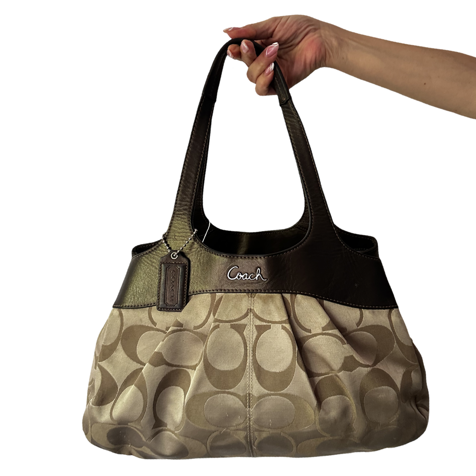 Coach Lexi Sateen Signature brown CC and brown leather