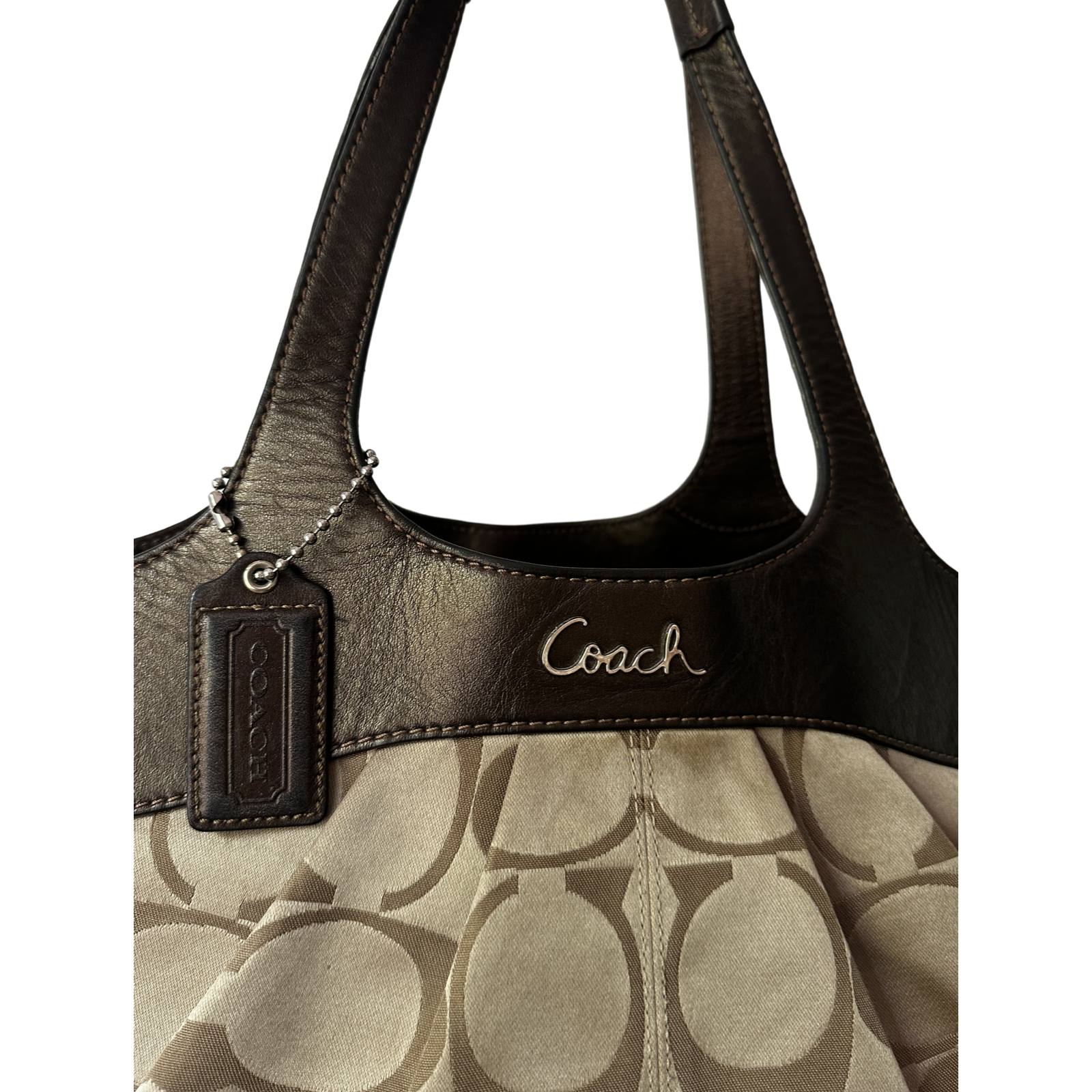 Coach Lexi Sateen Signature brown CC and brown leather