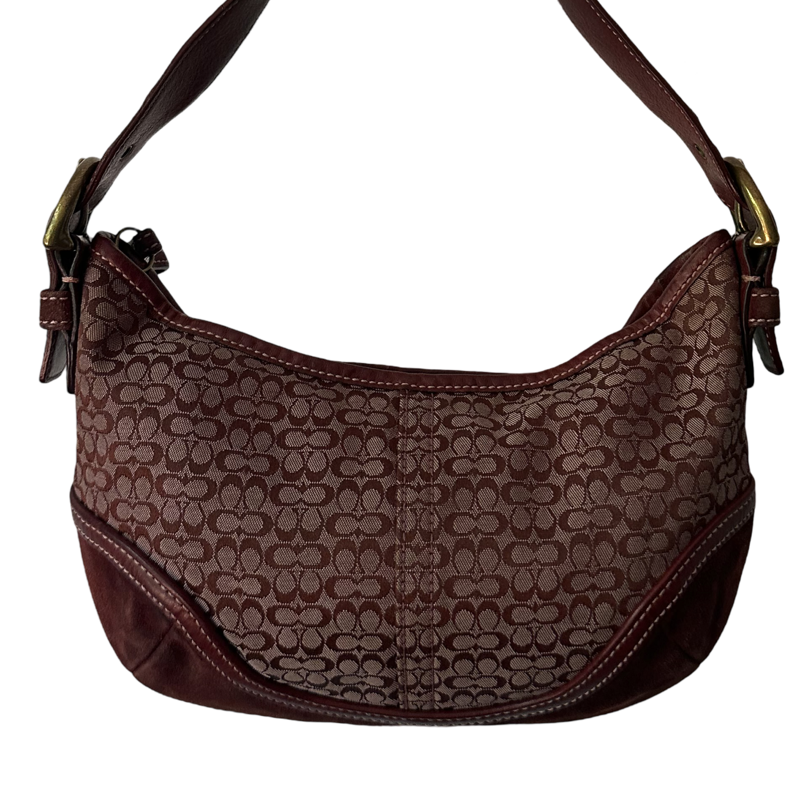 Coach Signature Mini Hobo Satchel Burgundy Suede and Leather