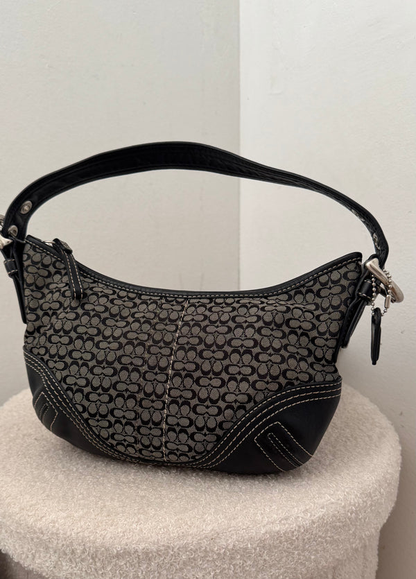 Coach Jaquard Leather Black Mini Signature Handbag