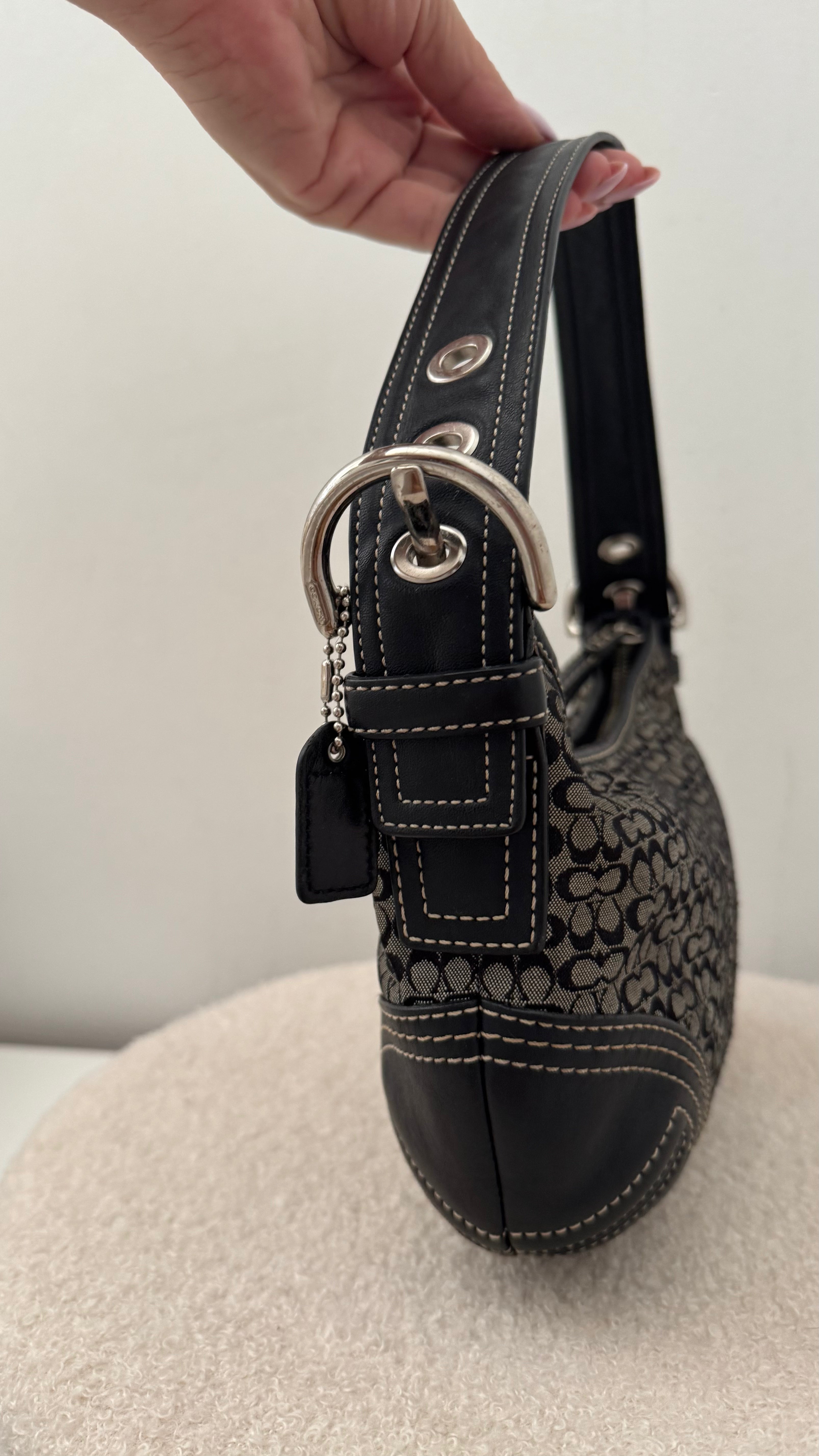 Coach Jaquard Leather Black Mini Signature Handbag