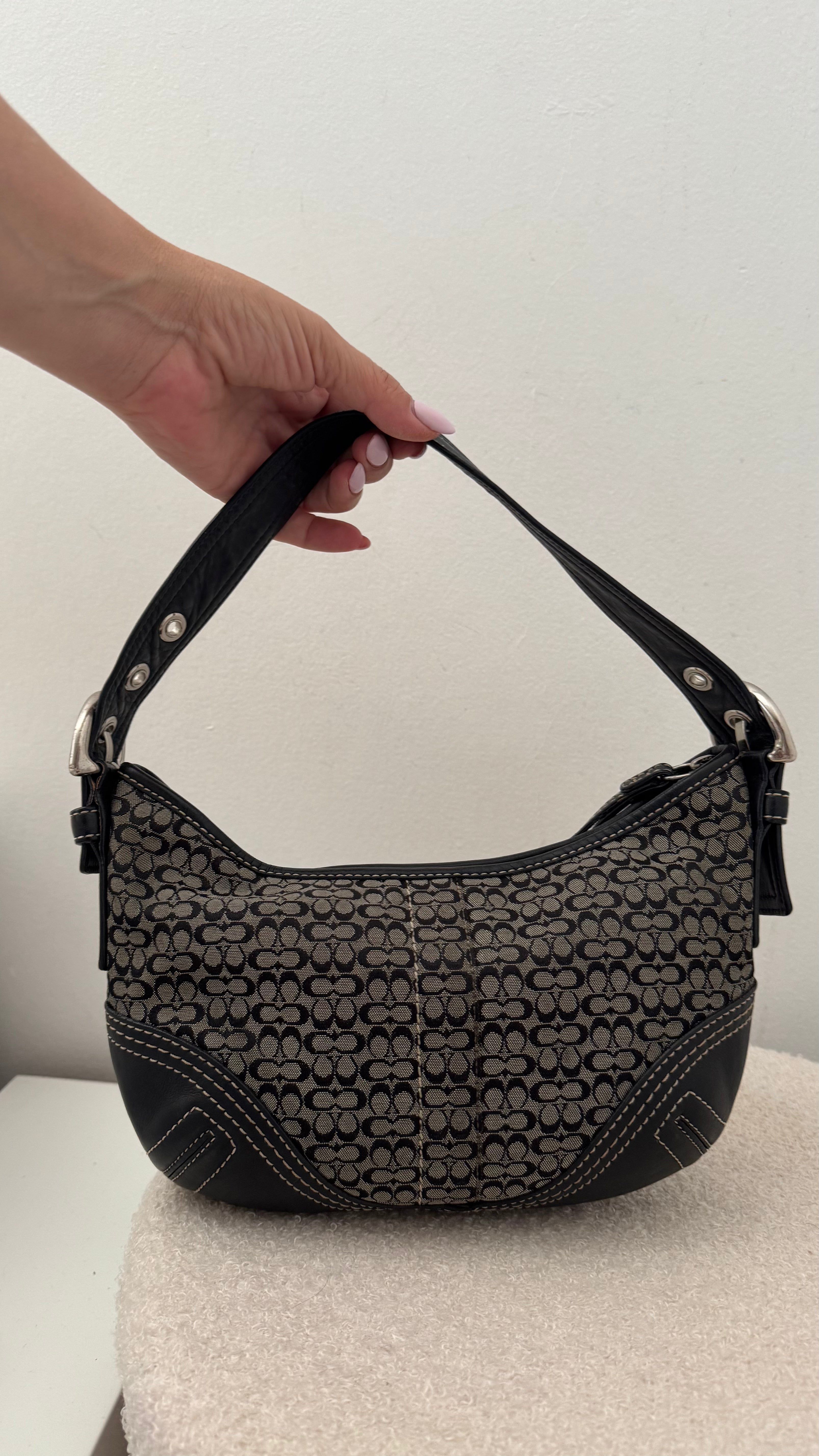 Coach Jaquard Leather Black Mini Signature Handbag
