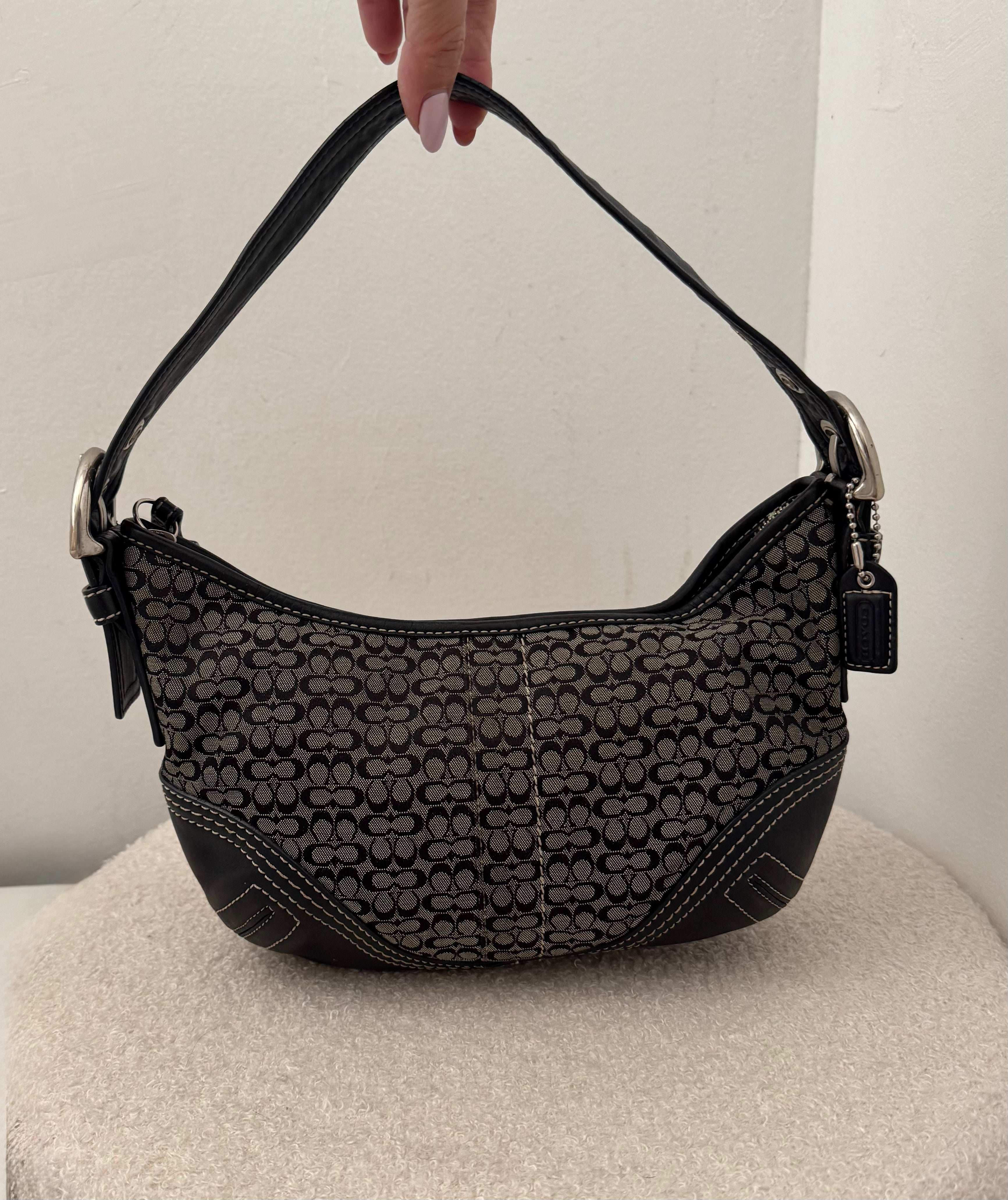 Coach Jaquard Leather Black Mini Signature Handbag