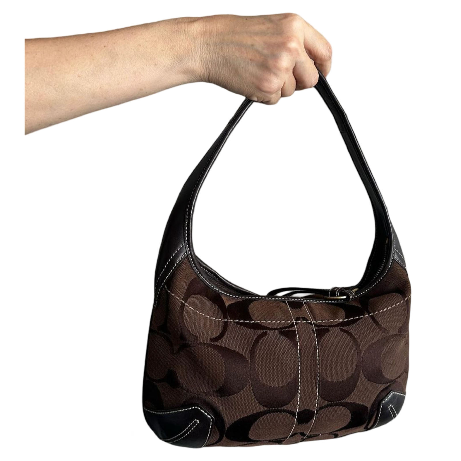 Coach Mini Brown Canvas Hobo Monogram