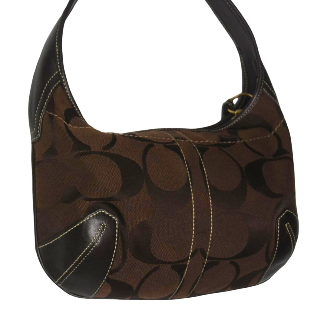 Coach Mini Brown Canvas Hobo Monogram