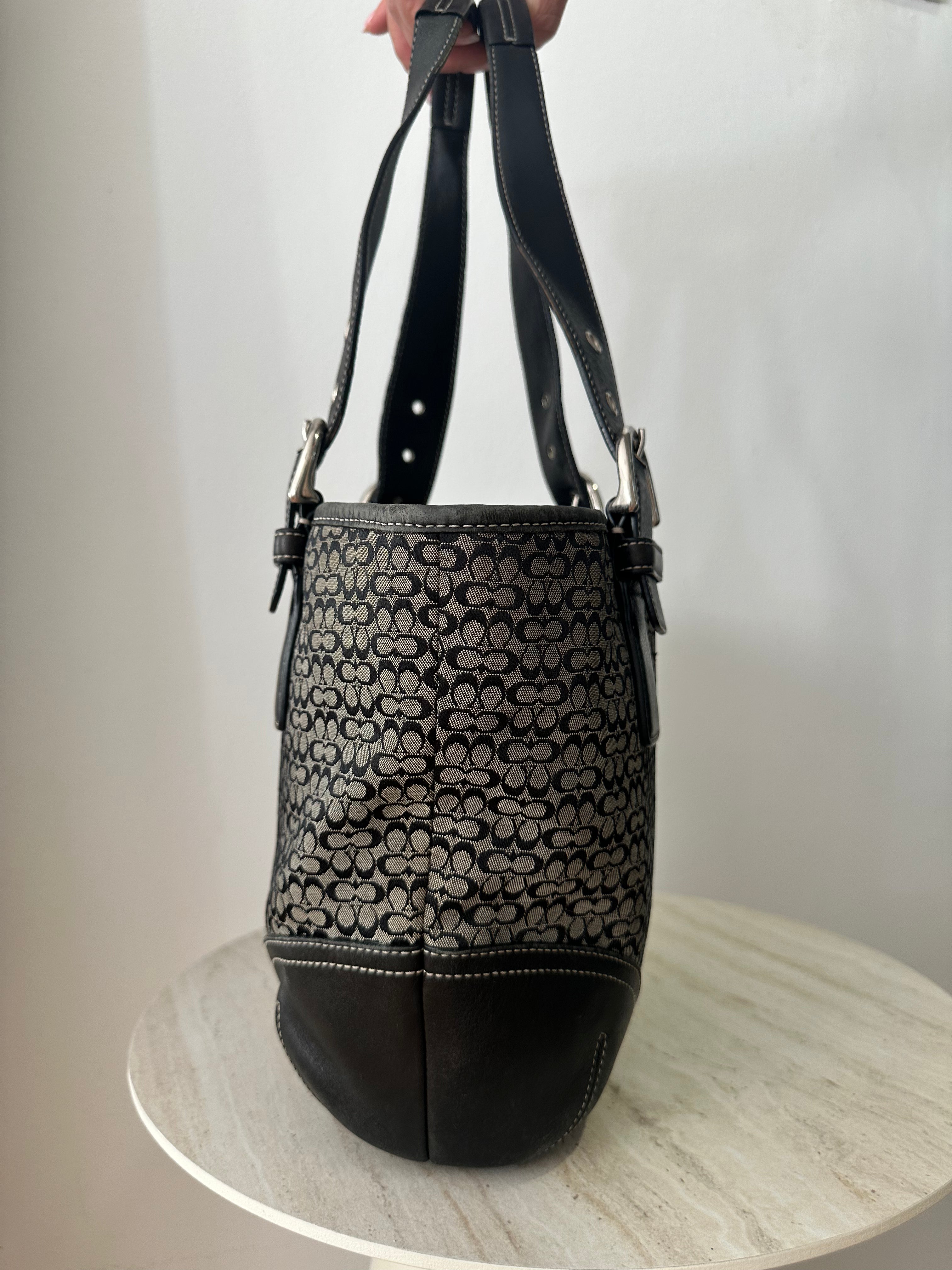 Coach Black Canvas and Leather Logo Purse Shoulder Bag