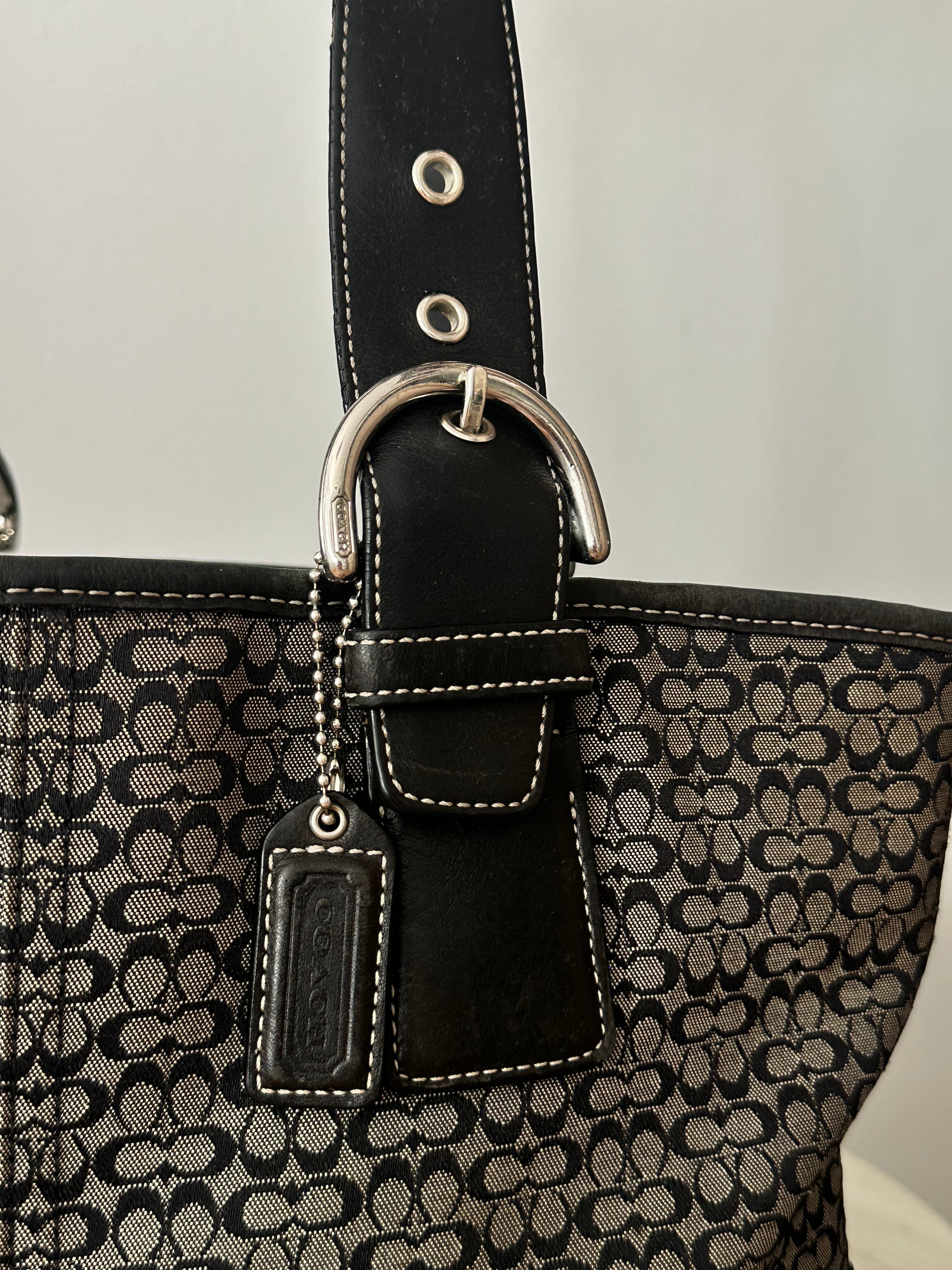 Coach Black Canvas and Leather Logo Purse Shoulder Bag