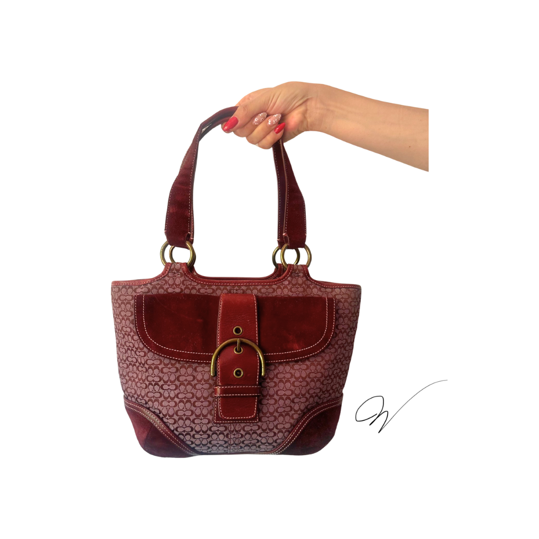 Coach Soho  Signature C Burgundy Leather Tote  NICE